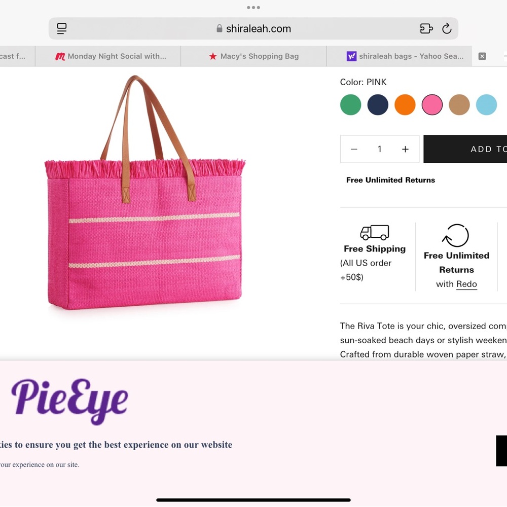 Shiraleah Pink and Tan Tote Bag with Modern Stripes NWT